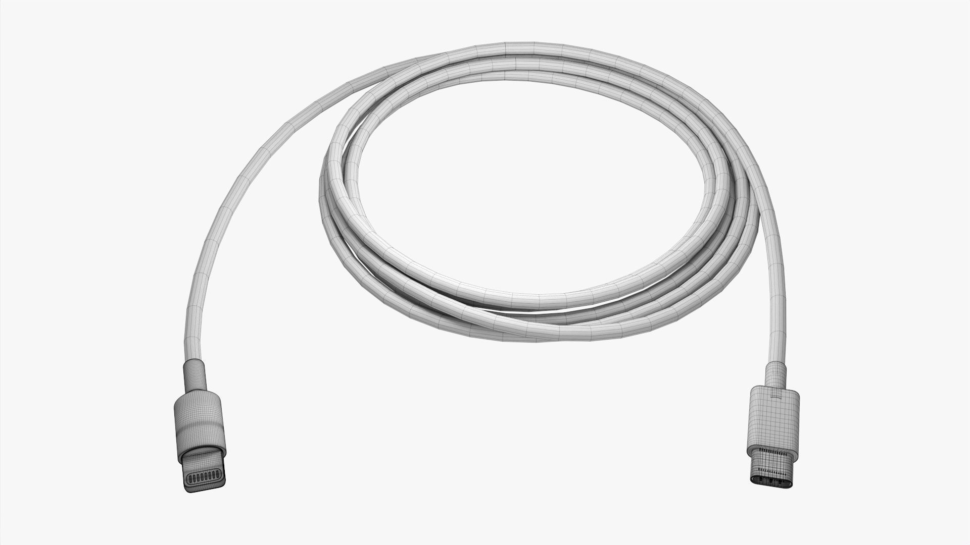 White Lightning to USB C cable 3D model_9