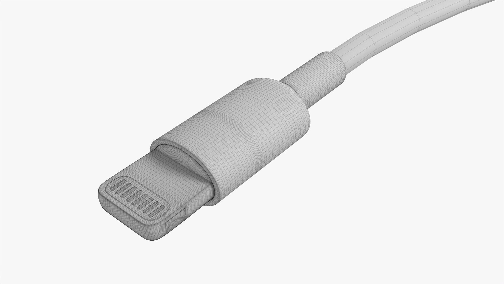 White Lightning to USB C cable 3D model_7