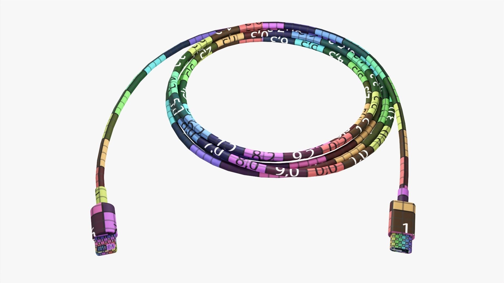 White Lightning to USB C cable 3D model_10