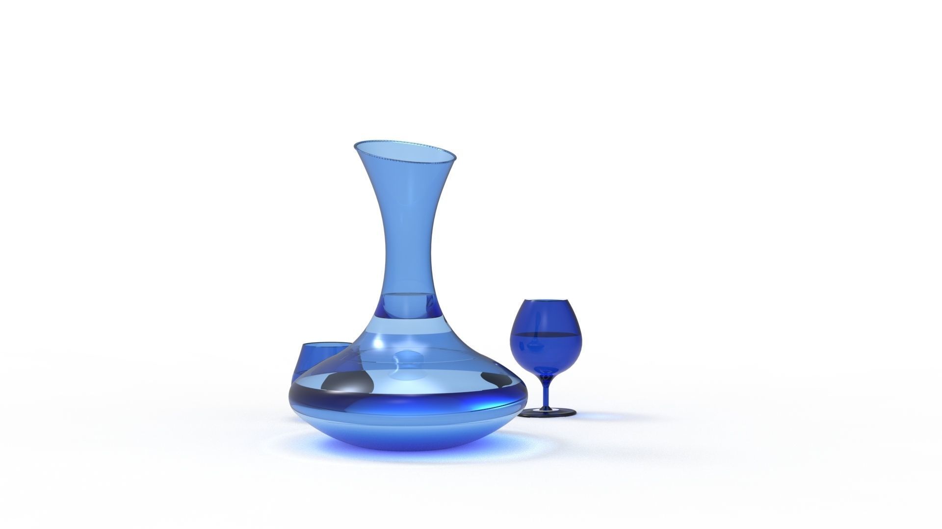 BOTTLE AND GLASS-BLUE Low-poly 3D model_8
