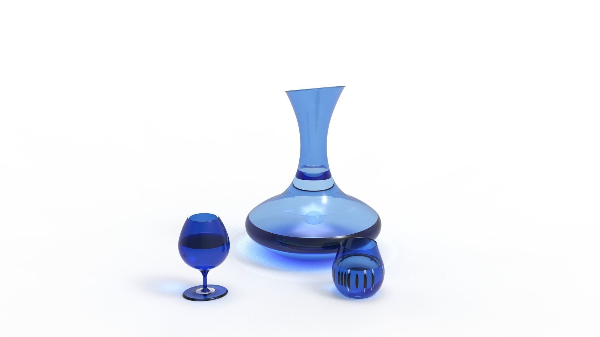 BOTTLE AND GLASS-BLUE Low-poly 3D model_30