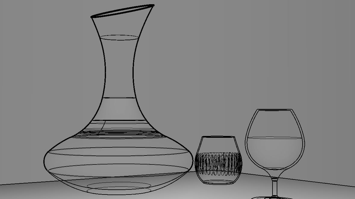 BOTTLE AND GLASS-BLUE Low-poly 3D model_2