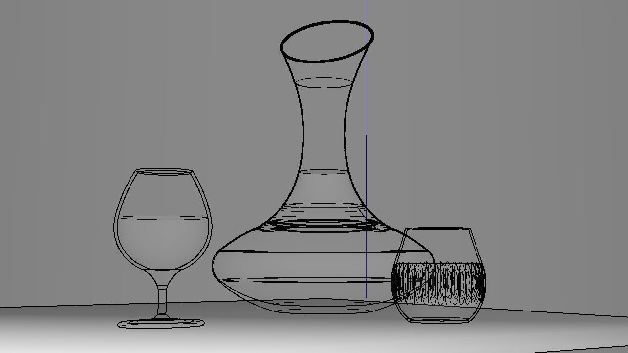 BOTTLE AND GLASS-BLUE Low-poly 3D model_4