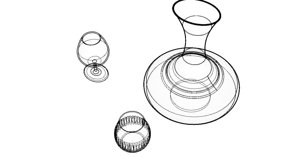 BOTTLE AND GLASS-BLUE Low-poly 3D model_7