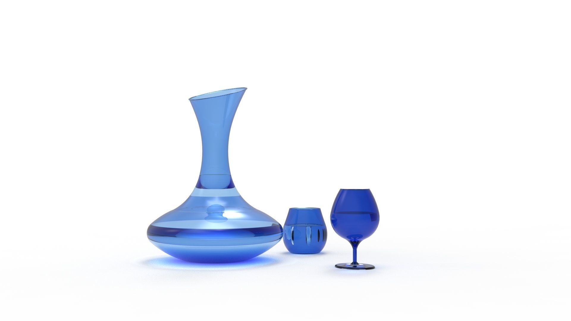 BOTTLE AND GLASS-BLUE Low-poly 3D model_14