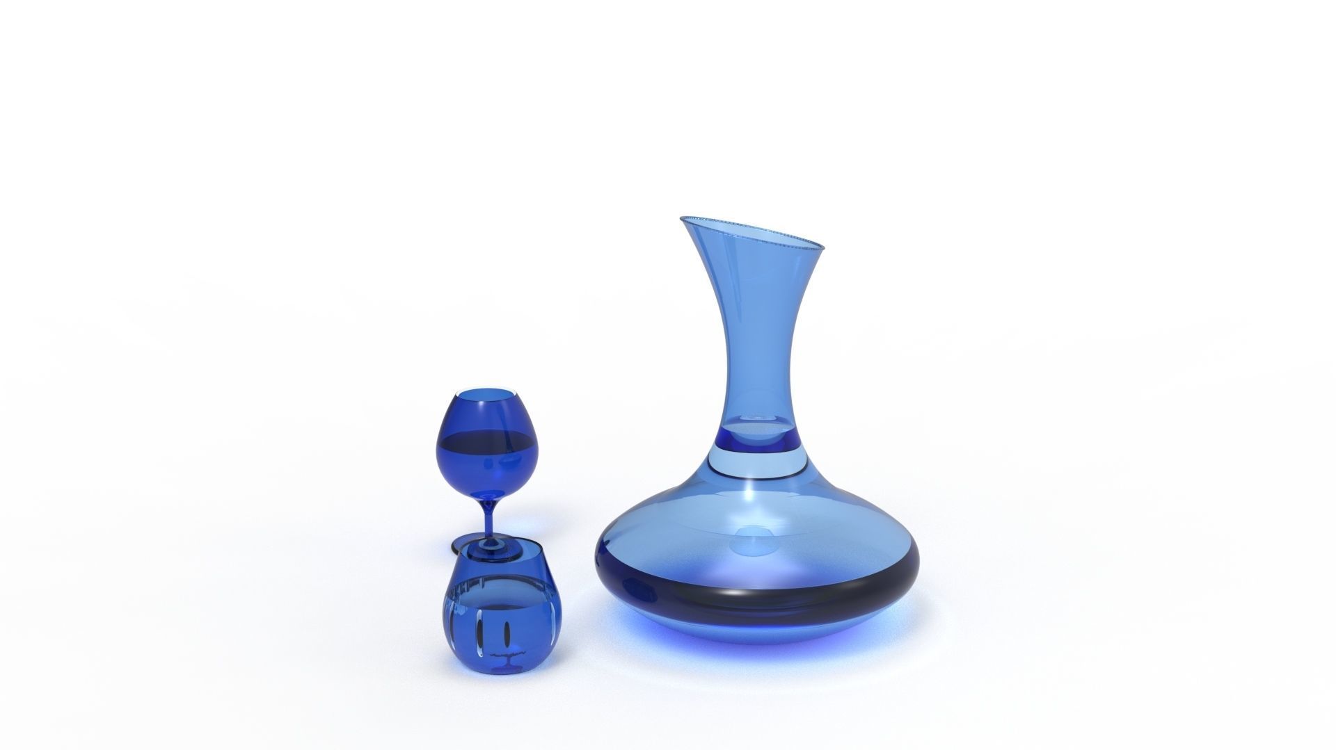 BOTTLE AND GLASS-BLUE Low-poly 3D model_35