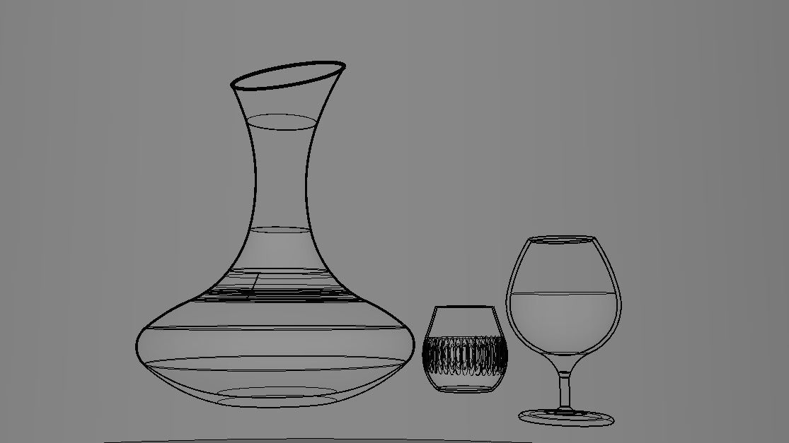 BOTTLE AND GLASS-BLUE Low-poly 3D model_12