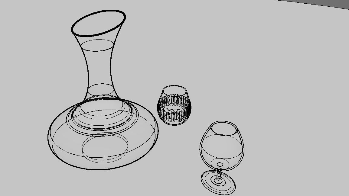 BOTTLE AND GLASS-BLUE Low-poly 3D model_9