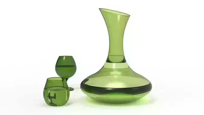BOTTLE AND GLASS-GREEN