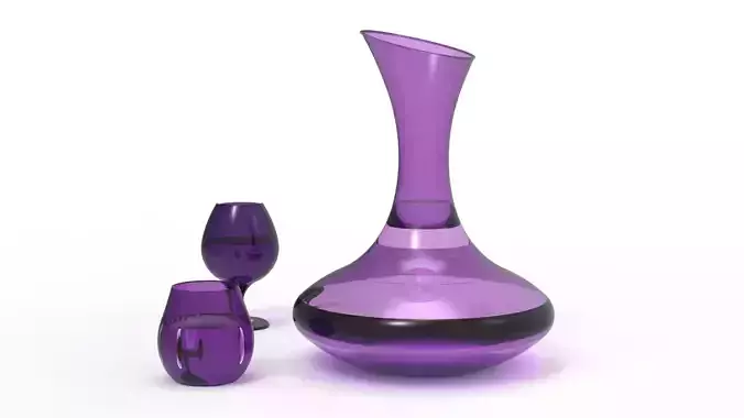 BOTTLE AND GLASS-PURPLE