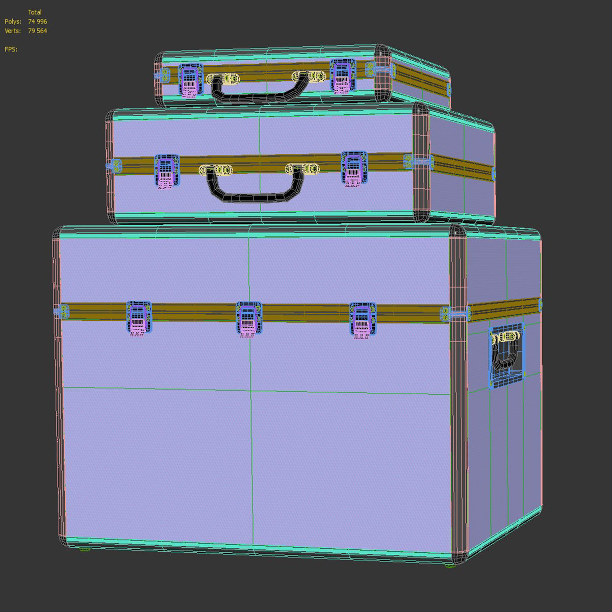 ROC Flight suitcase set 3D model_6