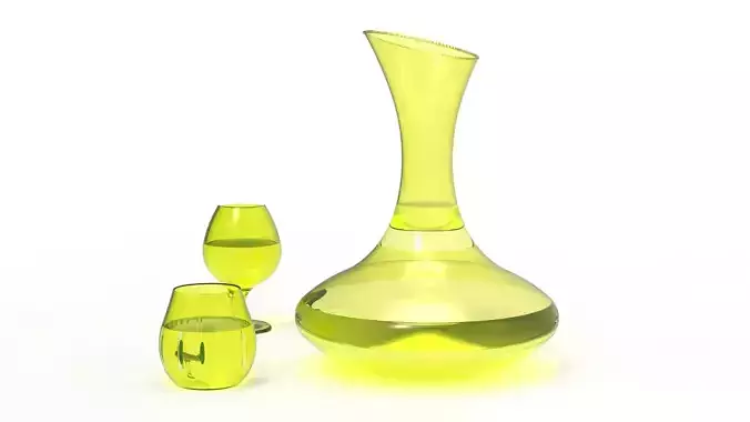 BOTTLE AND GLASS-YELLOW