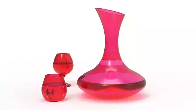 BOTTLE AND GLASS-RED