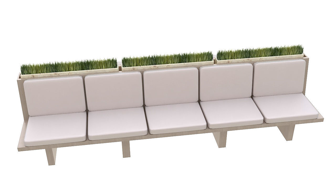 interior double sided bench 3D model_2
