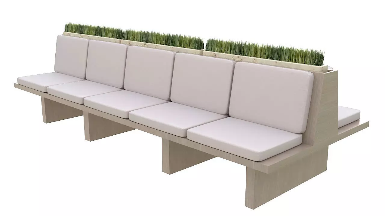 interior double sided bench 3D model_0