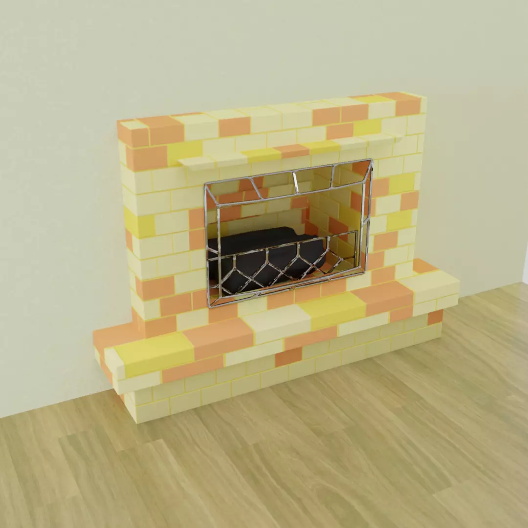 Fireplace brick Free low-poly 3D model_0