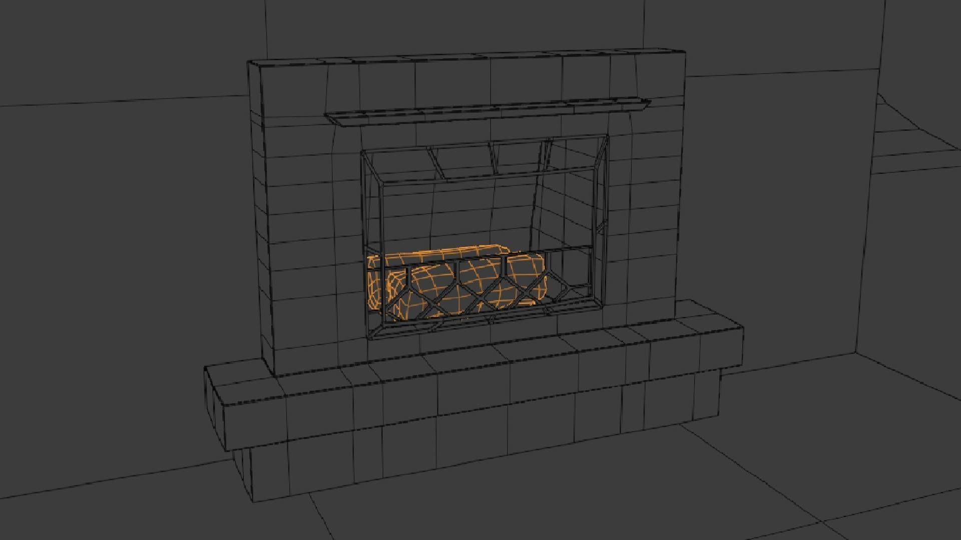 Fireplace brick Free low-poly 3D model_7