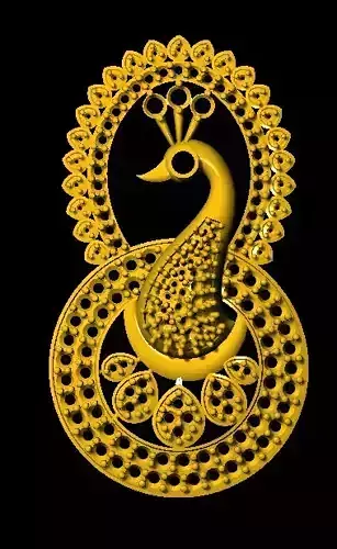 Sidepiece peacock in gold