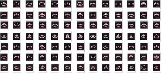99 Minimalistic Women Ring Bands 3dm stl render details