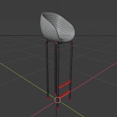 Minimalist Bar stool  Low-poly 3D model_9