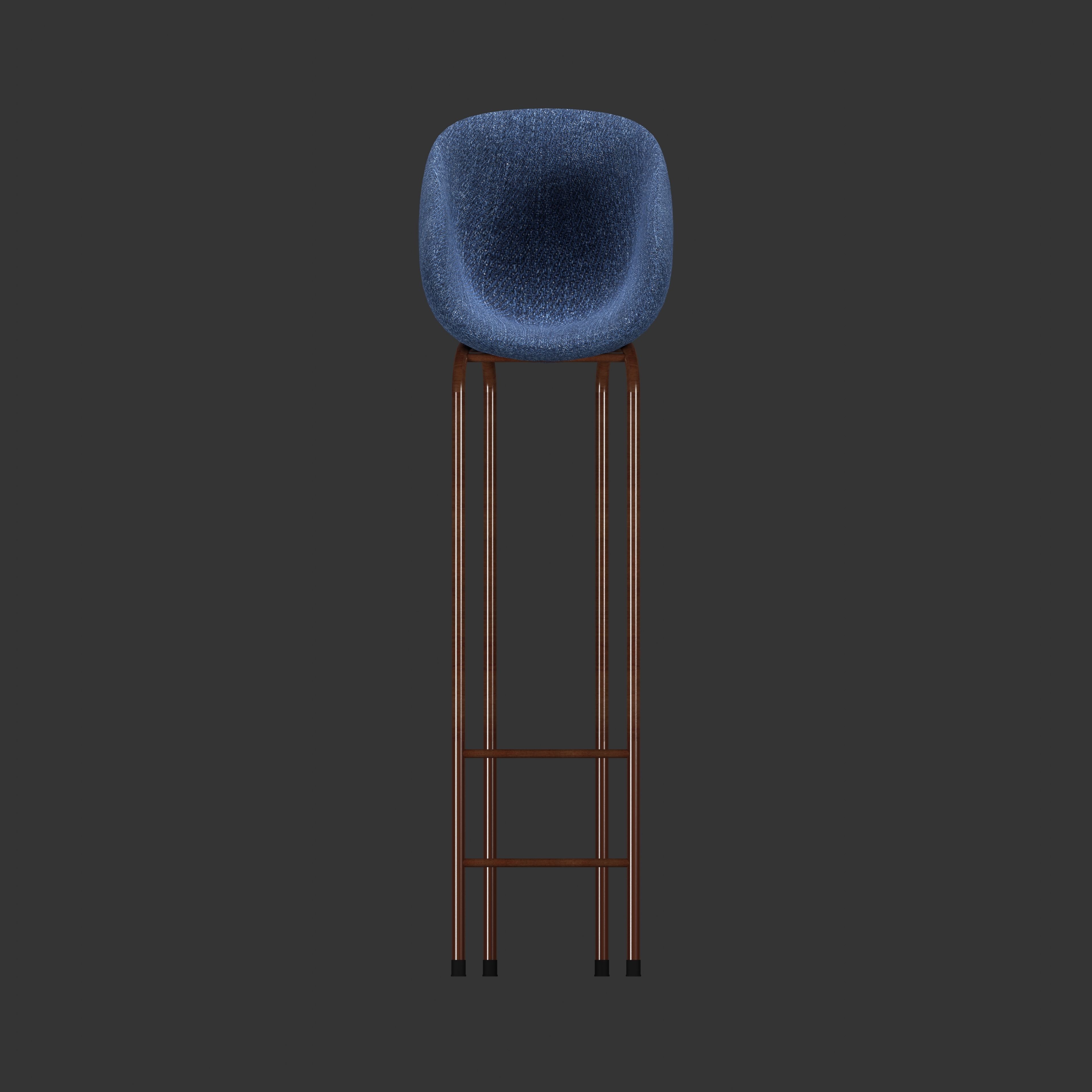 Minimalist Bar stool  Low-poly 3D model_2
