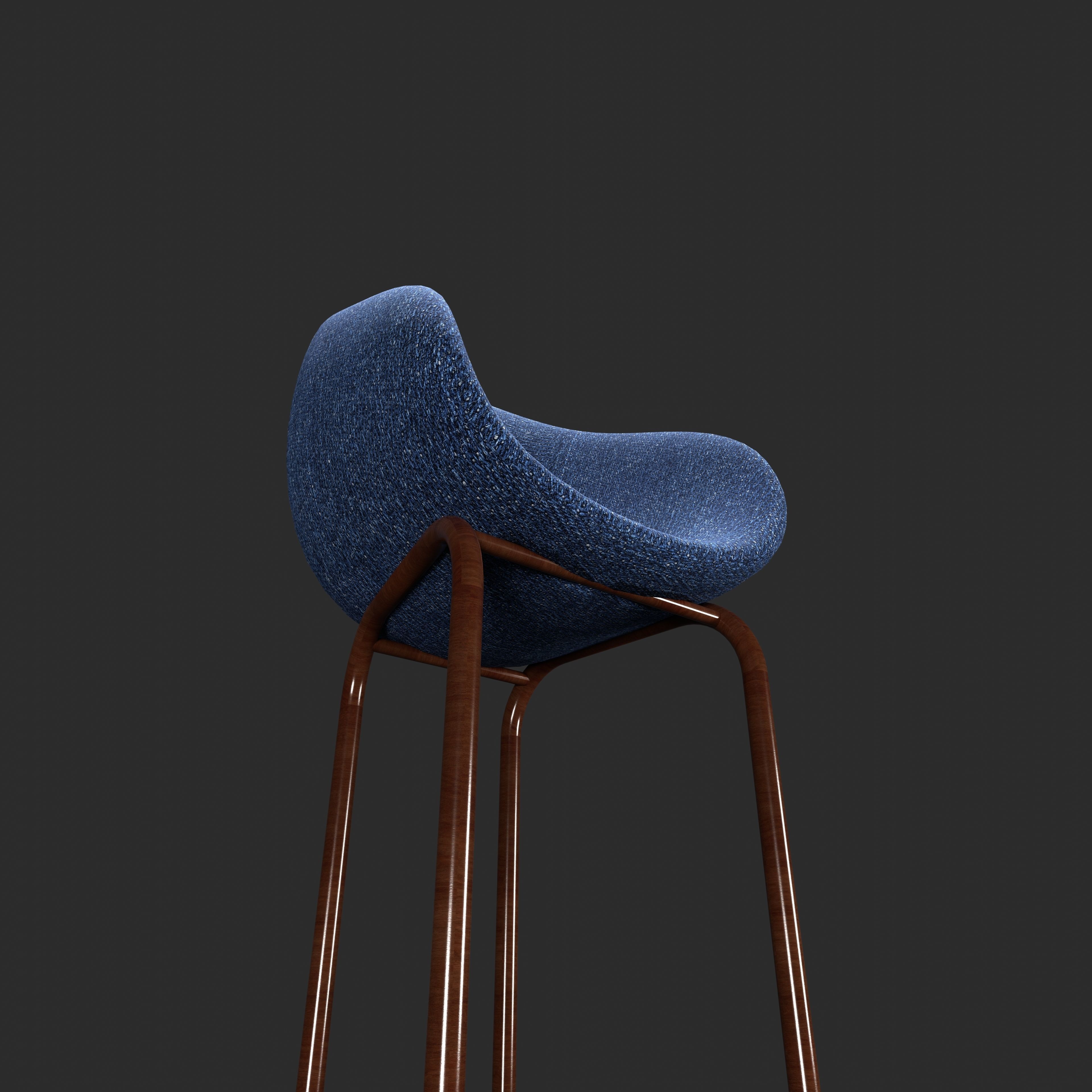 Minimalist Bar stool  Low-poly 3D model_7