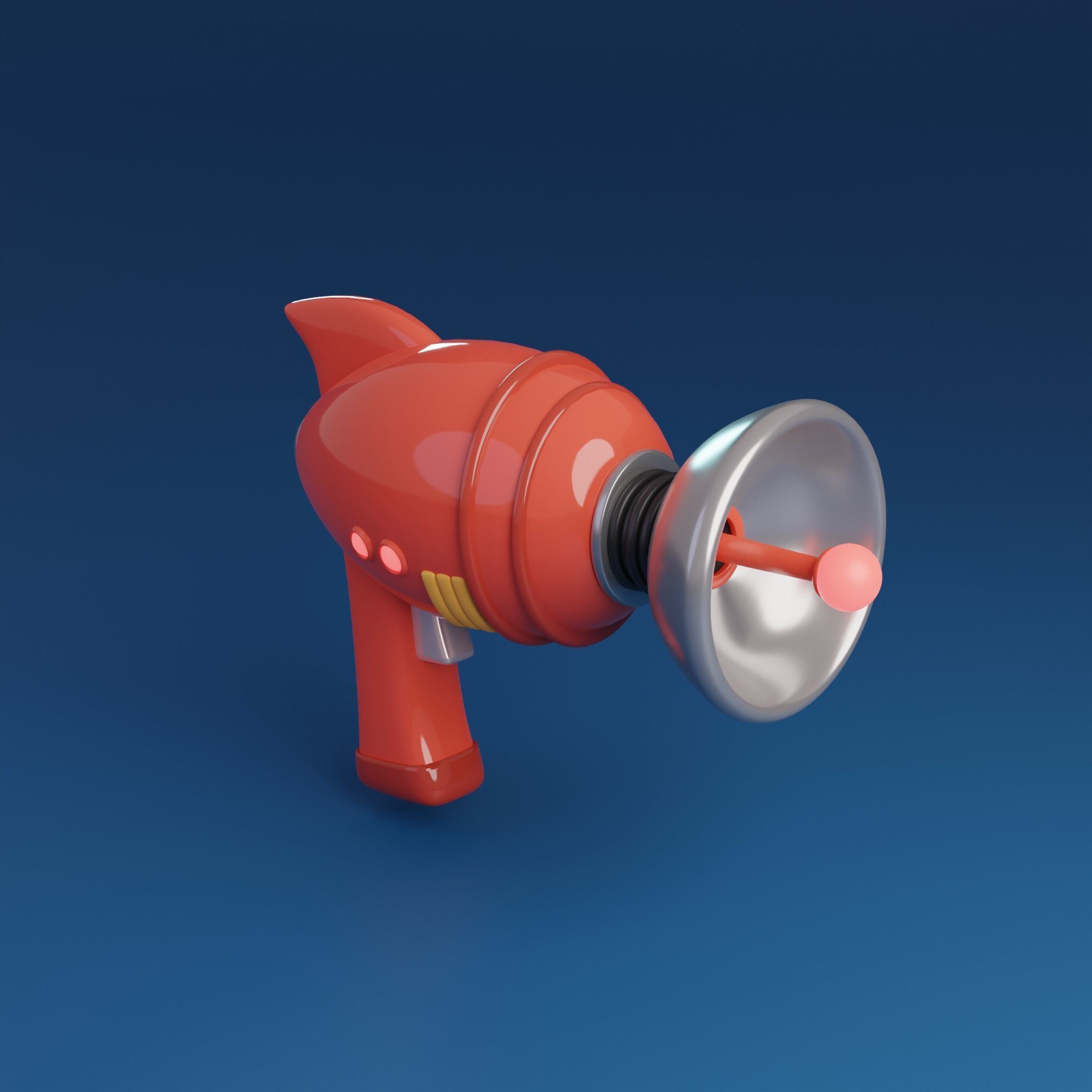 Cartoon Retro Space gun Low-poly 3D model_2