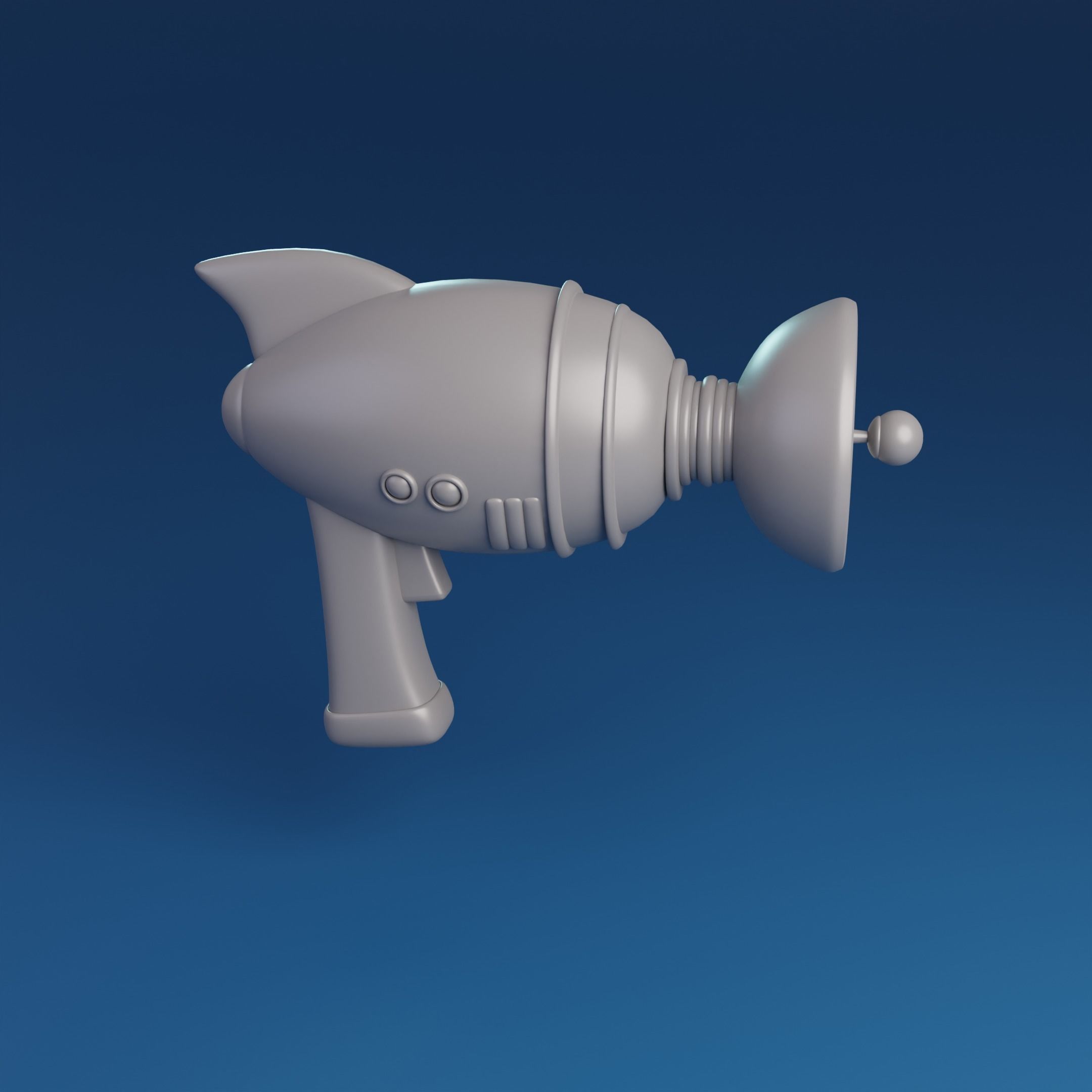 Cartoon Retro Space gun Low-poly 3D model_8