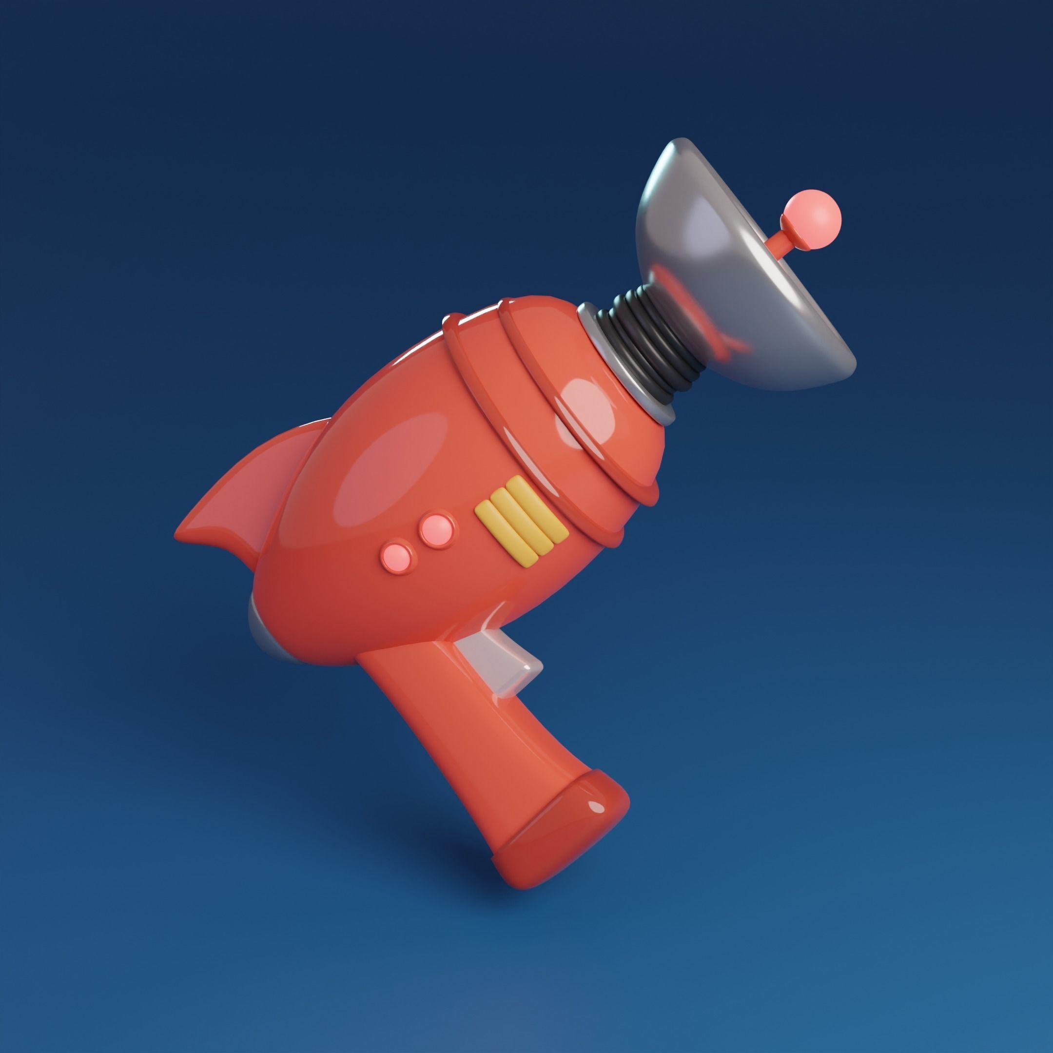 Cartoon Retro Space gun Low-poly 3D model_3