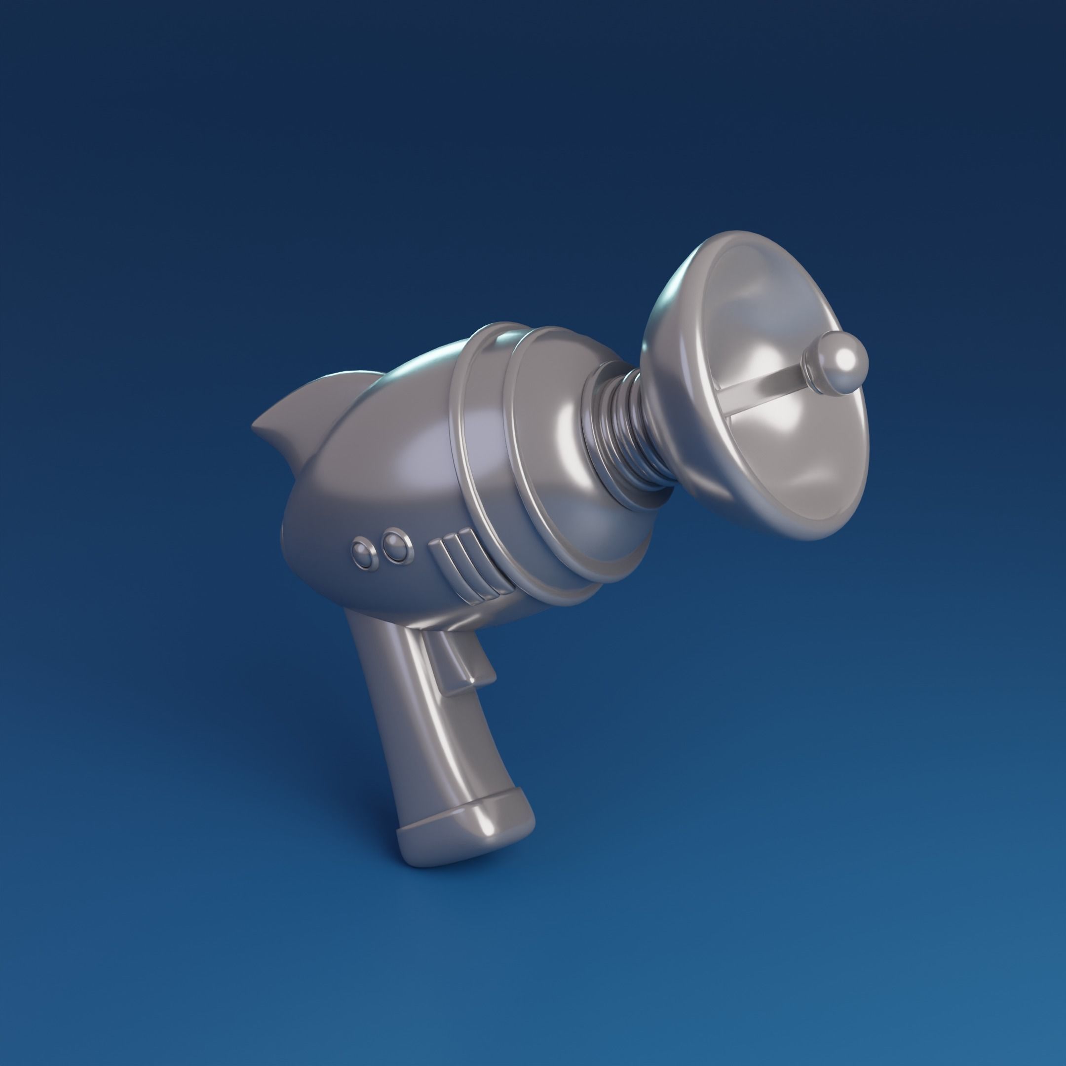 Cartoon Retro Space gun Low-poly 3D model_6