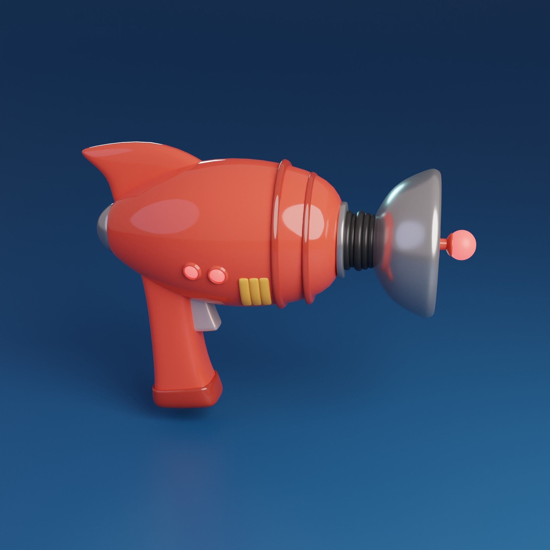 Cartoon Retro Space gun Low-poly 3D model_1