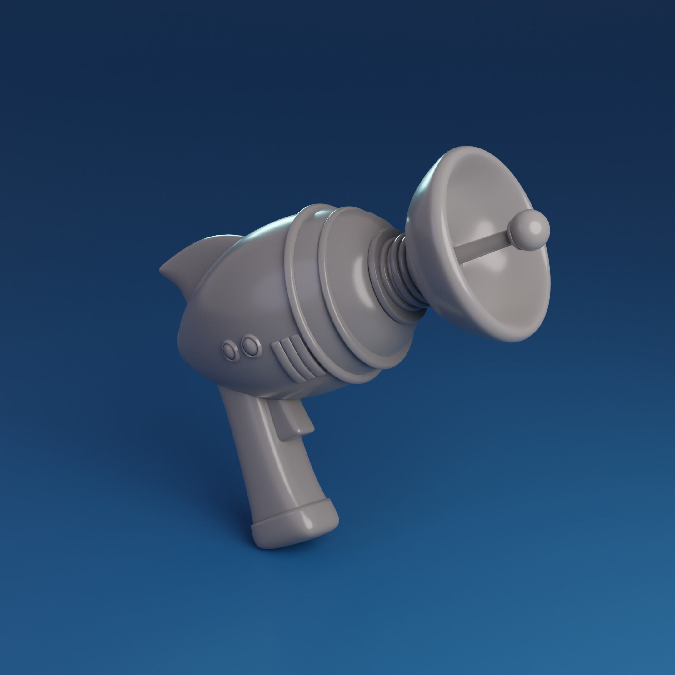 Cartoon Retro Space gun Low-poly 3D model_7