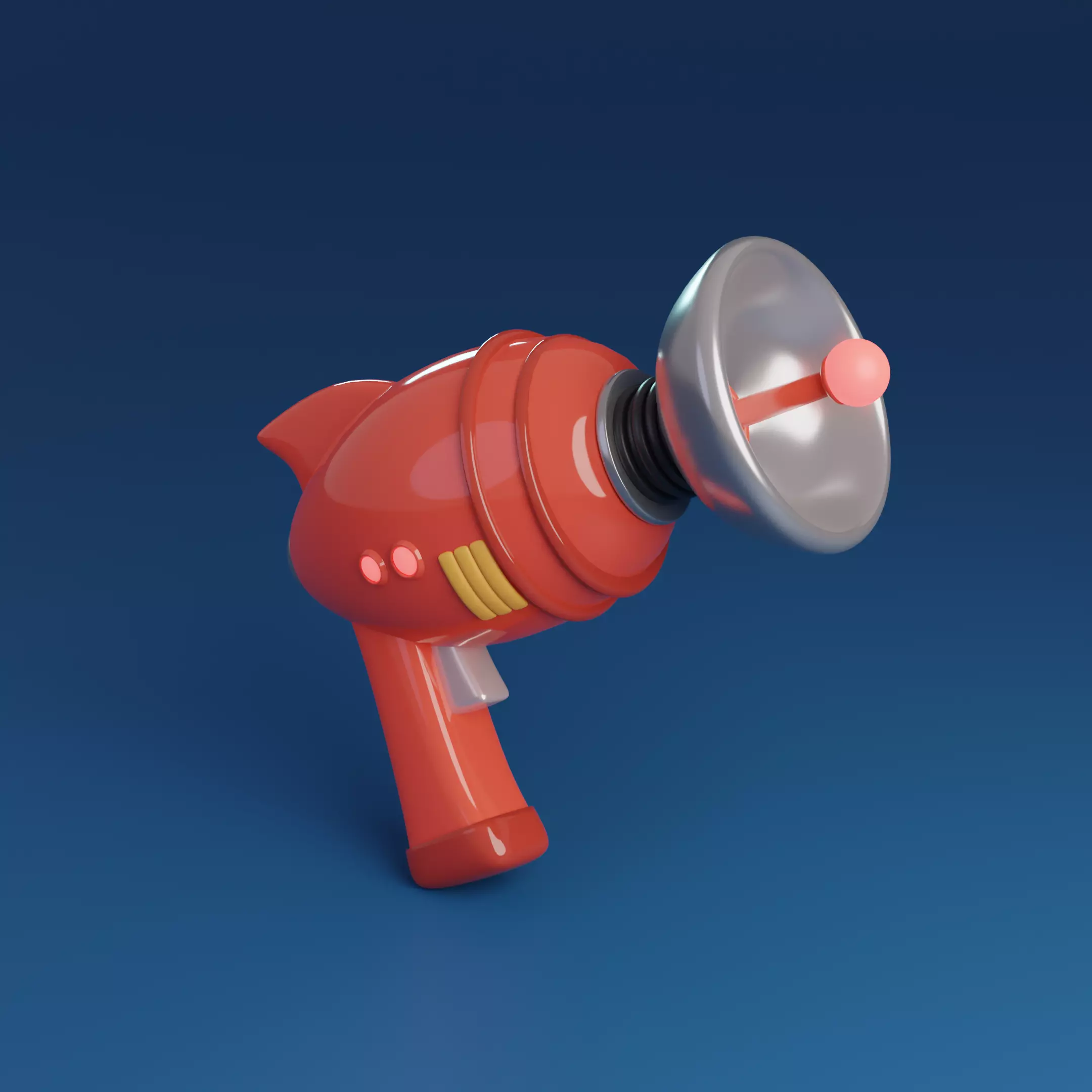 Cartoon Retro Space gun Low-poly 3D model_0