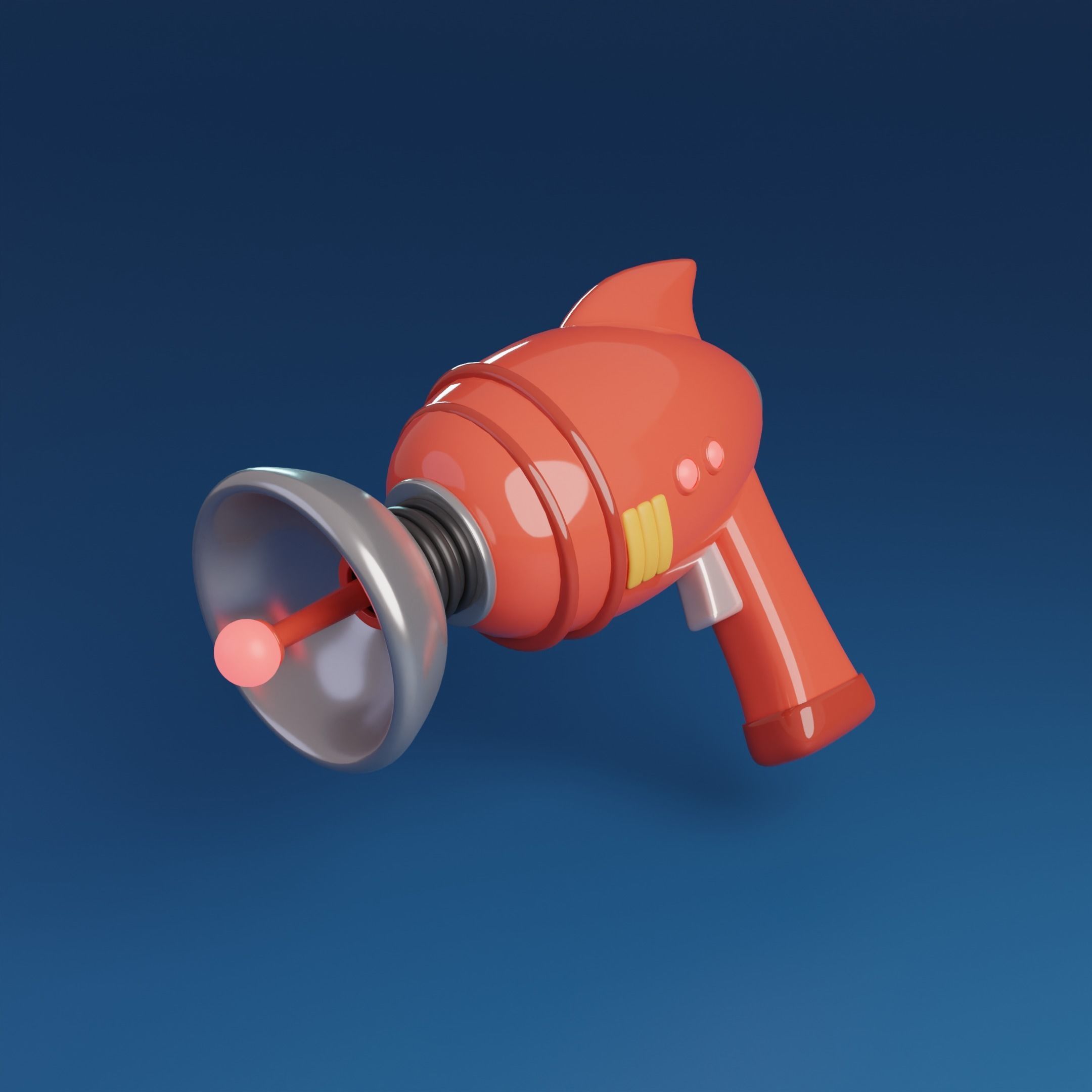 Cartoon Retro Space gun Low-poly 3D model_5