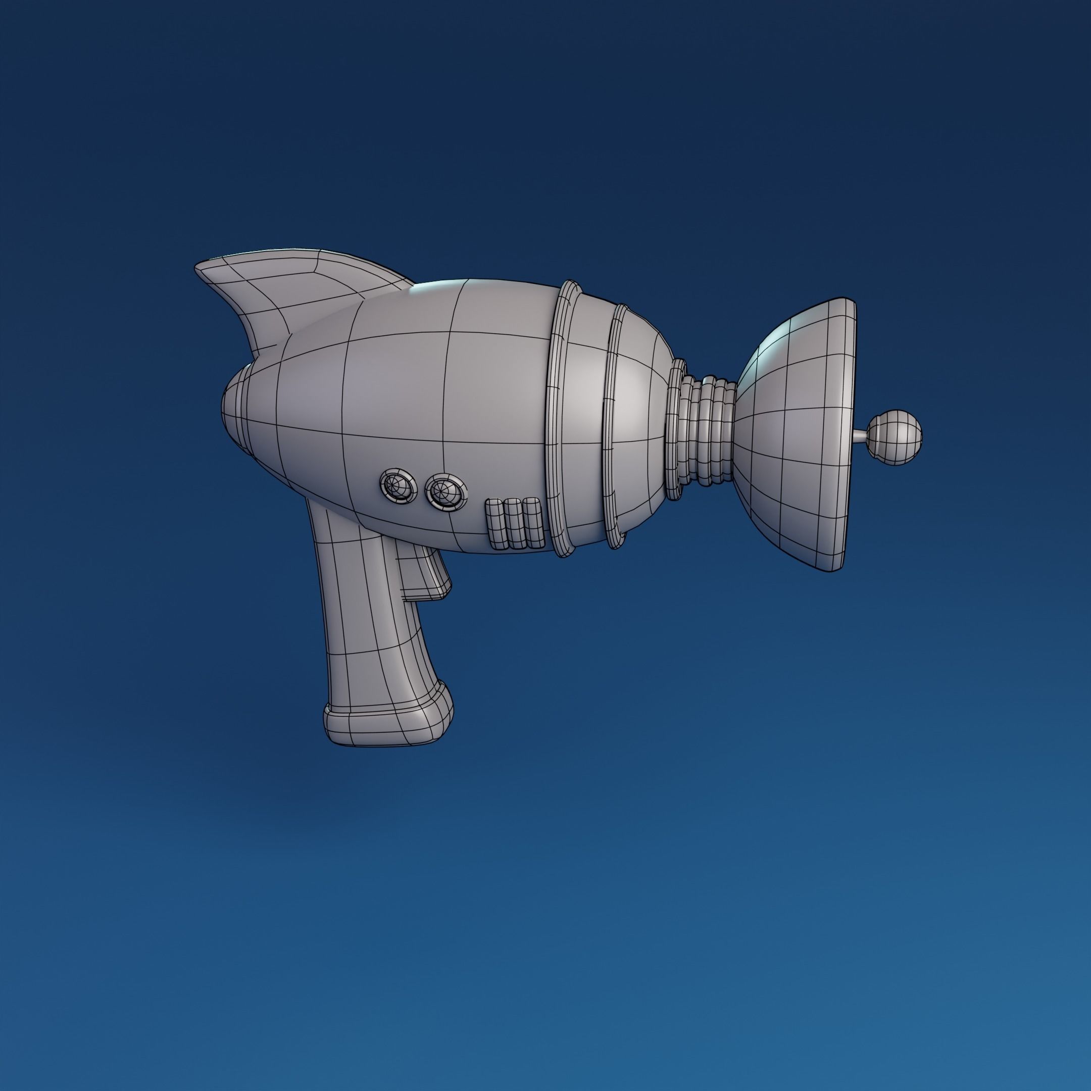 Cartoon Retro Space gun Low-poly 3D model_9