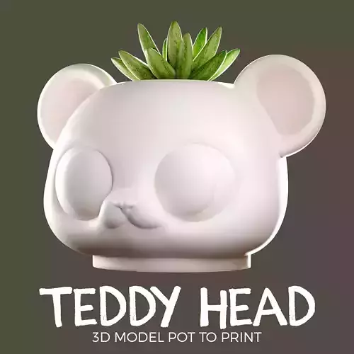TEDDY HEAD PLANT POT for 3D Printing - Planter