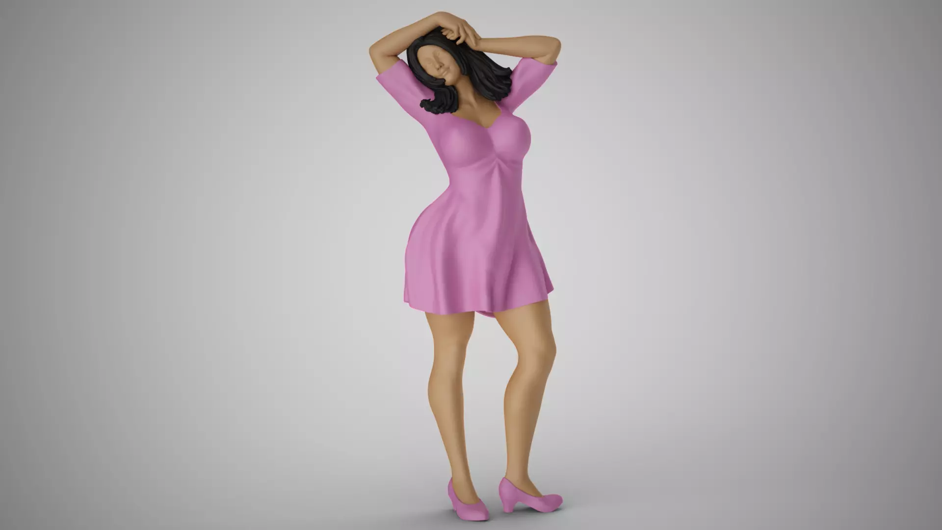 Girl in Powder Pink Dreams 3D print model