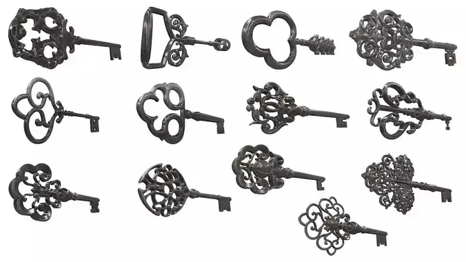 Ornamental keys 3D Model Collection