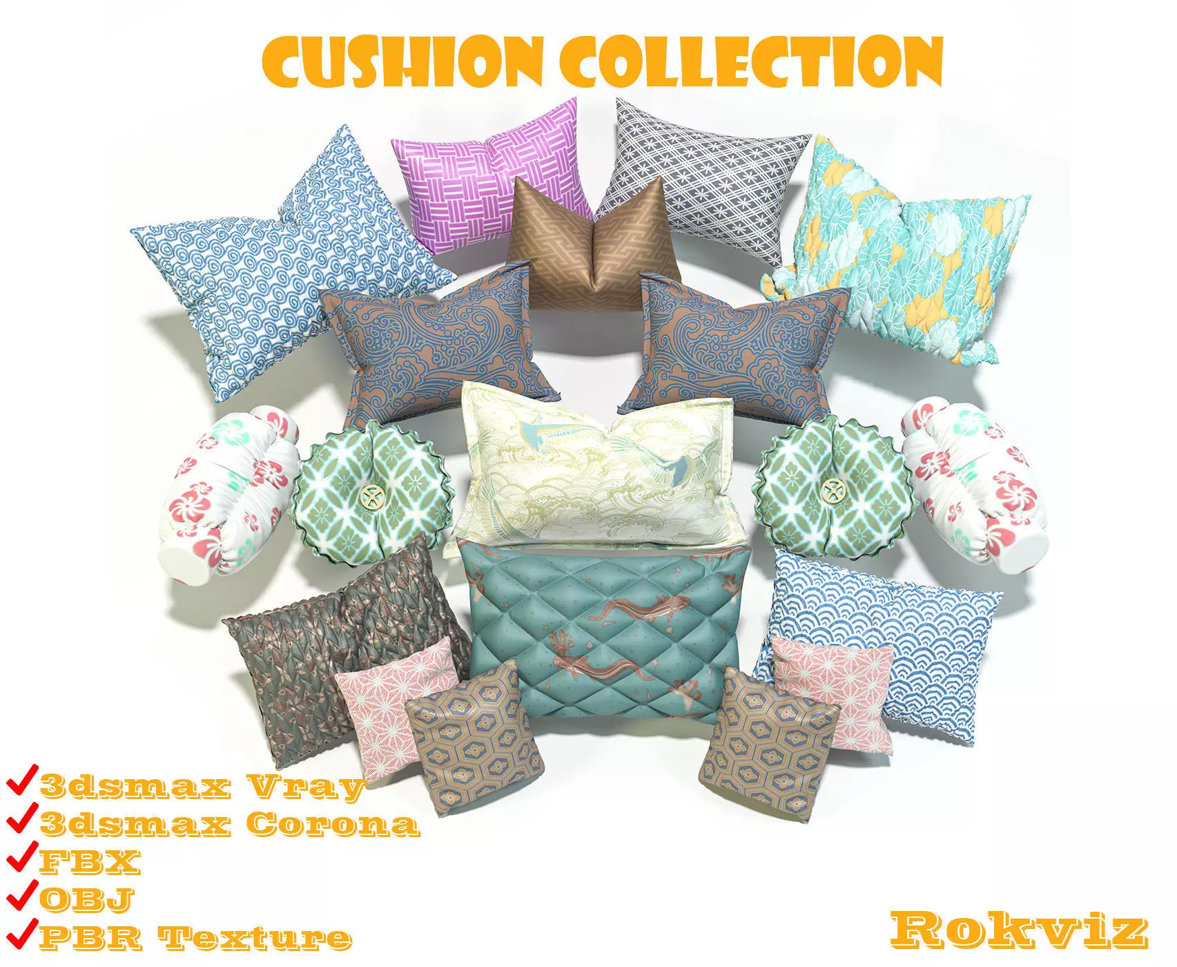 Cushion collection pillows 3D model