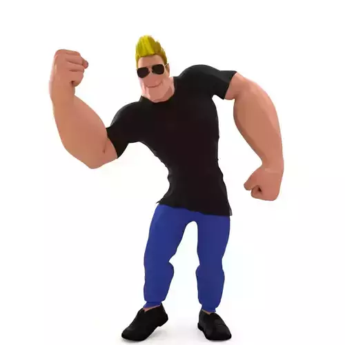Johnny Bravo cartoon character Free low-poly 3D model