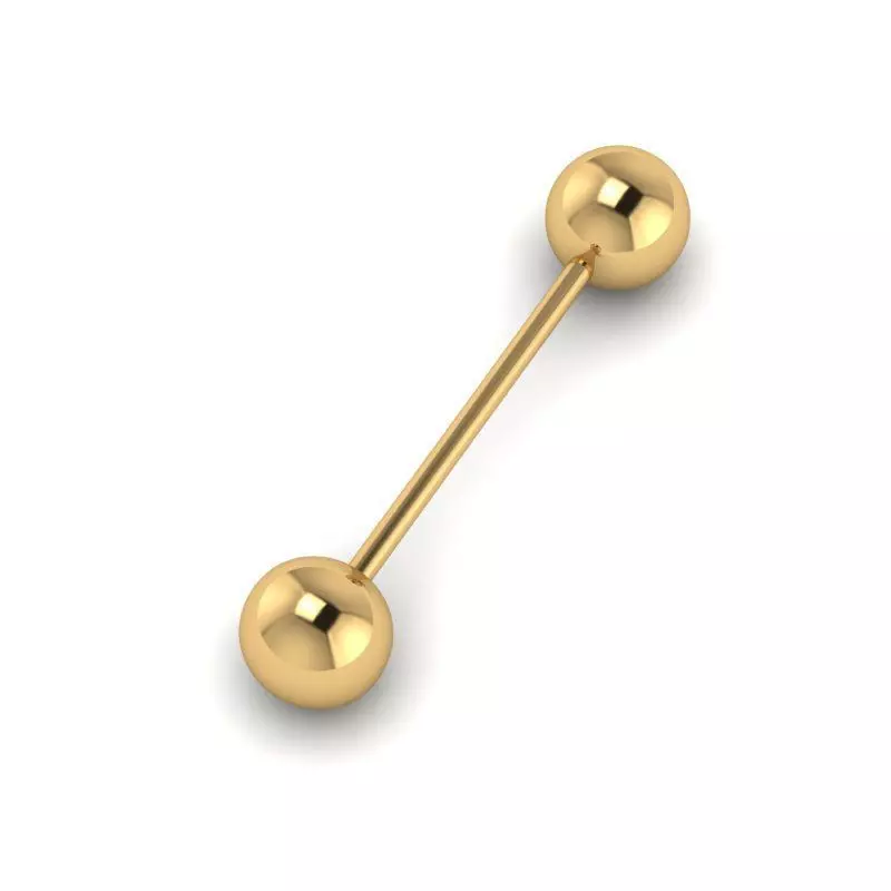 piercing gold barbell 3D print model_0