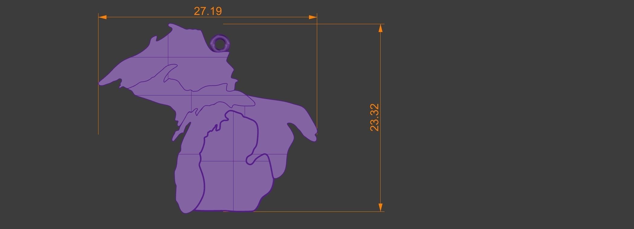 Michigan Pendant Gold Silver Platinum Luxury Jewelry 3D print model_3