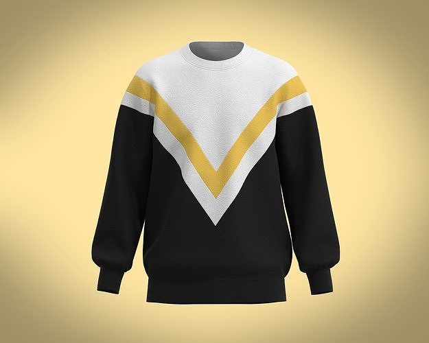 Mens Black And White Sweat Shirt 3D model