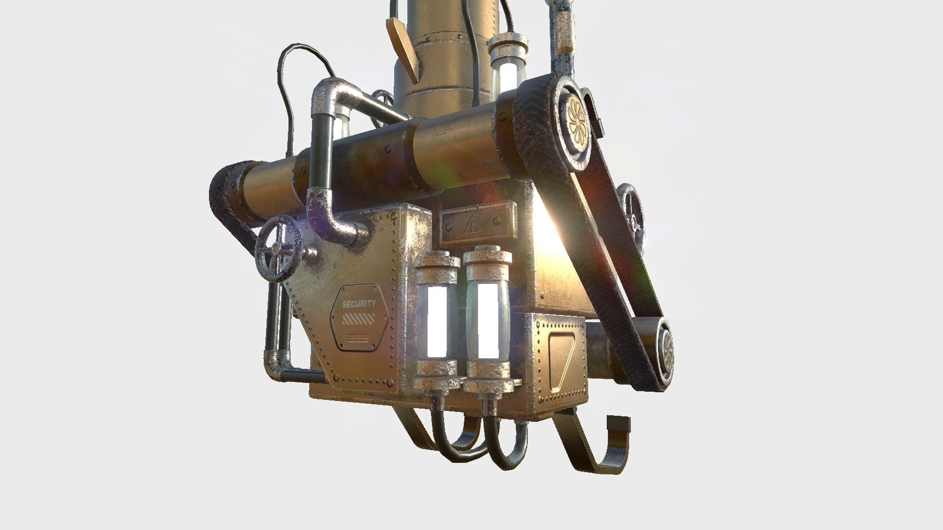 Steampunk Backpack 01 Bronze - Character Design Fashion Low-poly 3D model_5