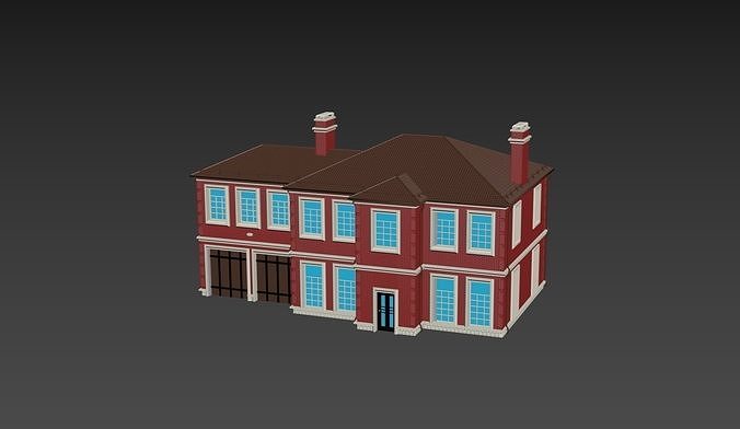 Brick cottage in english style 3D print model