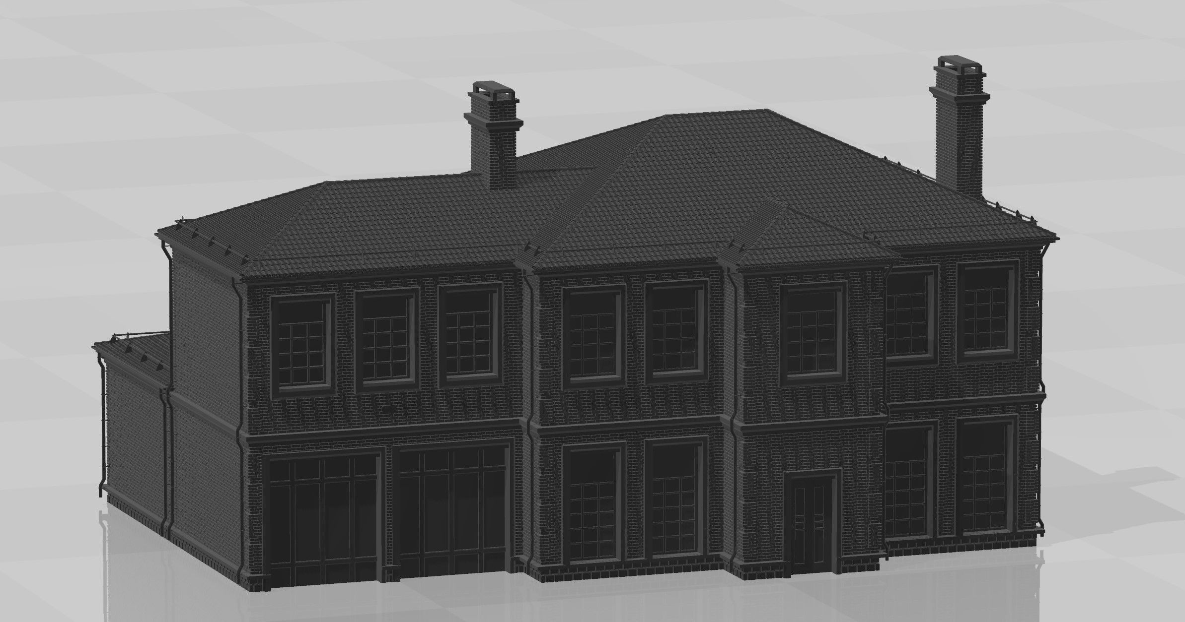 Brick cottage in english style 3D print model_2