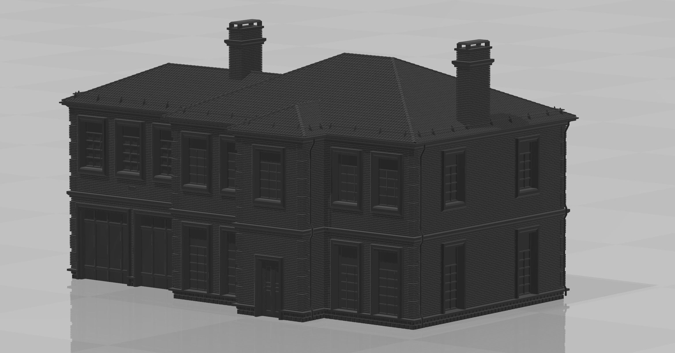 Brick cottage in english style 3D print model_3