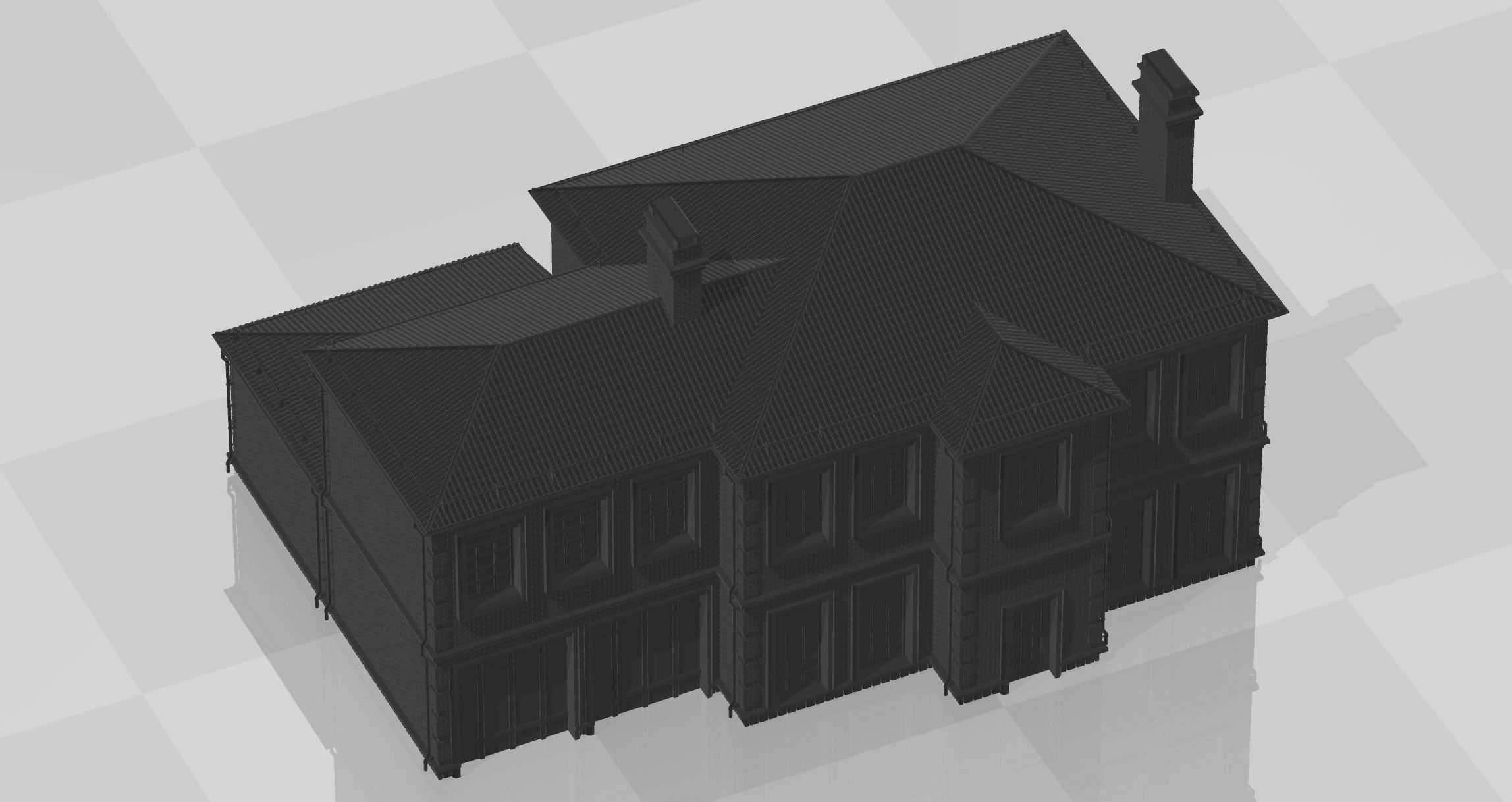 Brick cottage in english style 3D print model_9
