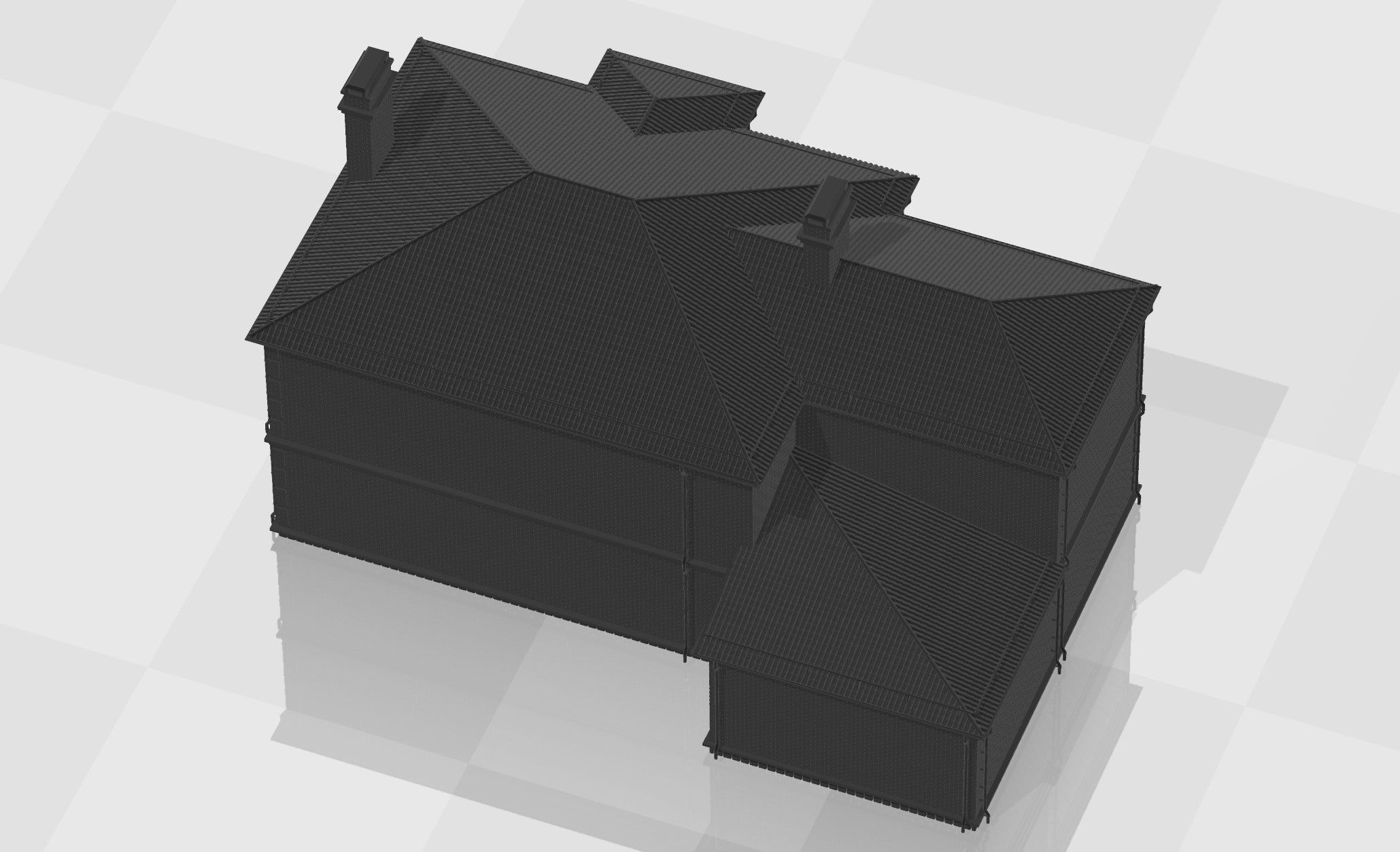 Brick cottage in english style 3D print model_8