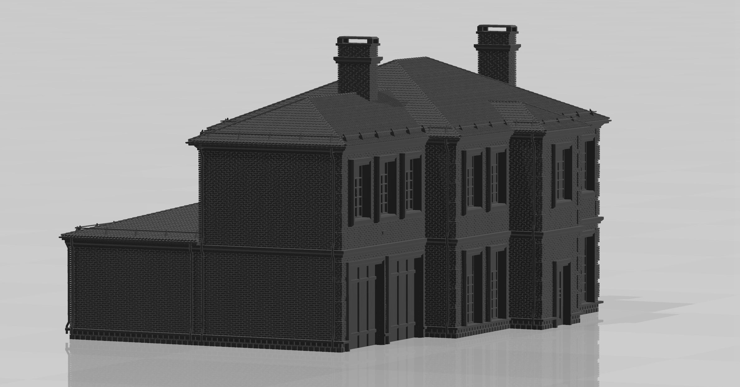 Brick cottage in english style 3D print model_6